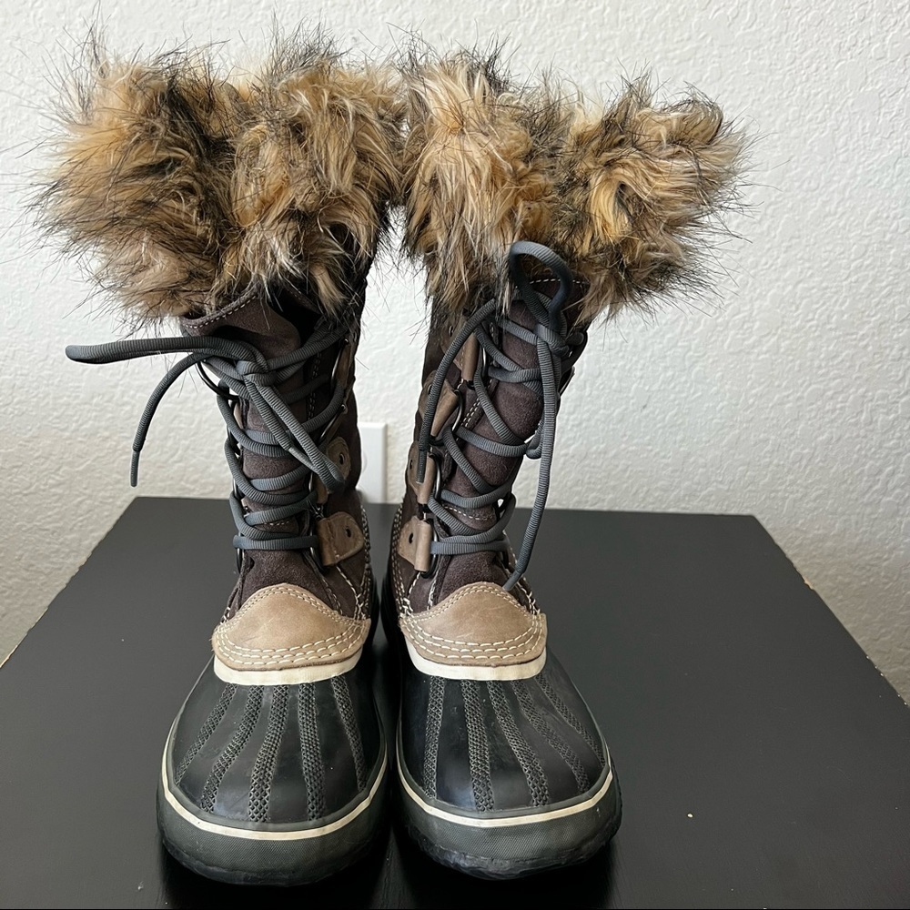 Sorel Joan of Arctic Suede Mid-Calf Brown Lace-Up Boots Size:8 🥾 - Picture 5 of 11
